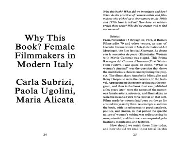 Italian Female Filmmakers in the Sixties and Seventies