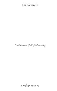 Elia Romanelli, Marzia Migliora - Distinta base (Bill of Materials) 