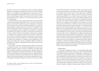 Traduire la performance / performer la traduction