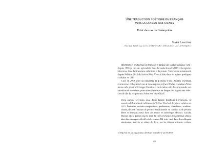 Traduire la performance / performer la traduction