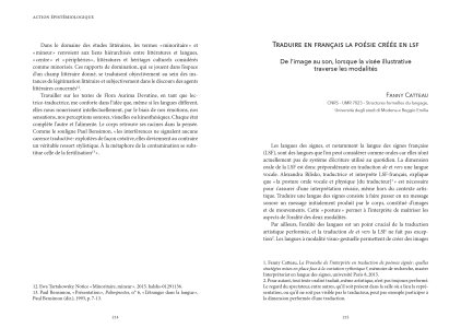 Traduire la performance / performer la traduction