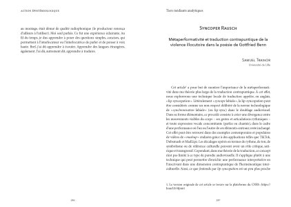 Traduire la performance / performer la traduction