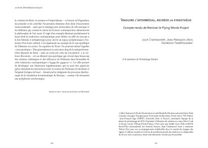 Traduire la performance / performer la traduction