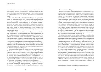 Traduire la performance / performer la traduction
