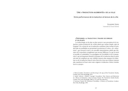 Traduire la performance / performer la traduction