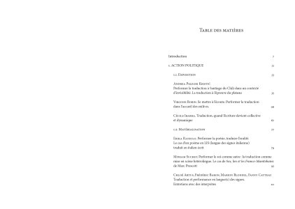 Traduire la performance / performer la traduction