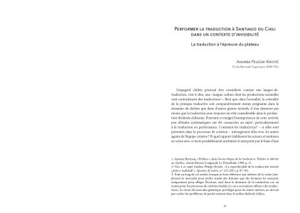 Traduire la performance / performer la traduction