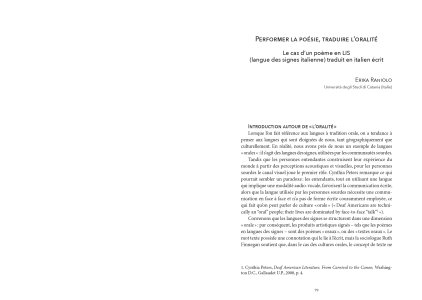 Traduire la performance / performer la traduction