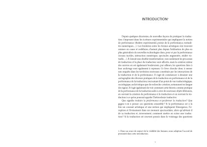 Traduire la performance / performer la traduction