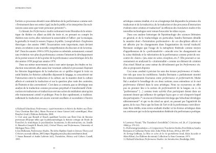 Traduire la performance / performer la traduction
