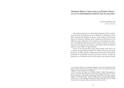 Traduire la performance / performer la traduction