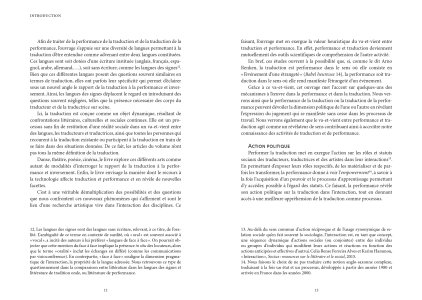 Traduire la performance / performer la traduction
