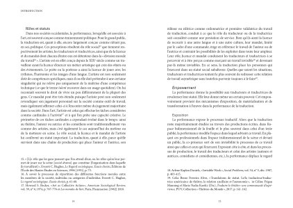Traduire la performance / performer la traduction