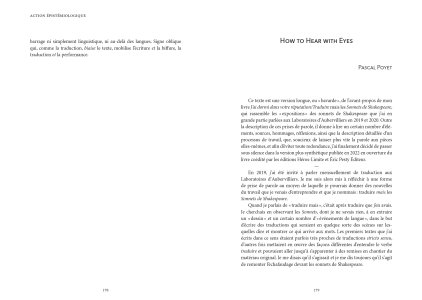 Traduire la performance / performer la traduction